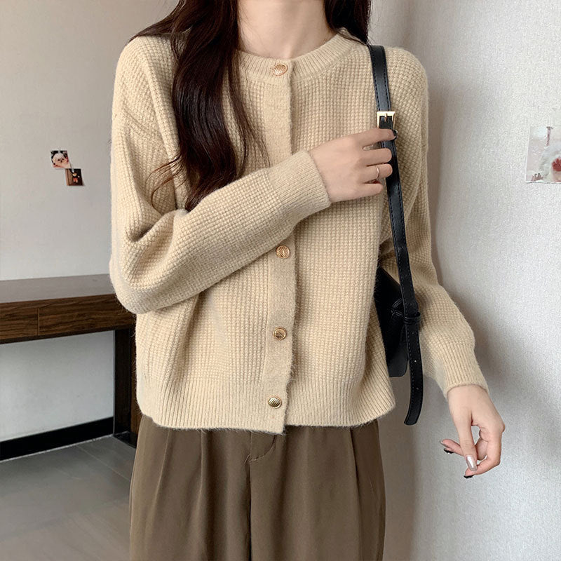 Femme Struktur Strik Button-Up Cardigan Stilla