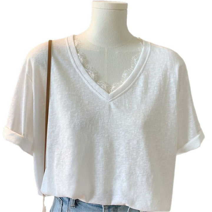 Femme Relaxed Fit V-Udsnit T-Shirt med behagelige korte ærmer Stilla