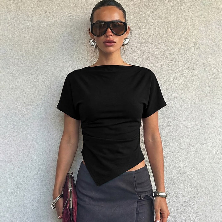 Dame Moderne top med asymmetrisk kant Skovae