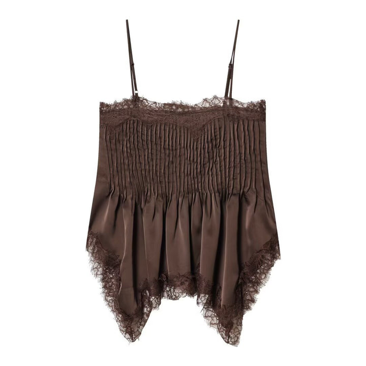 Dame spidsed cami med elastisk detalje og flydende snit Skovae