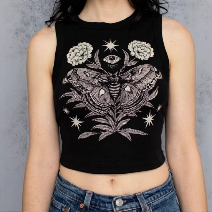 Dame Crop-top med unikt design og moderigtig skrifttype Skovae