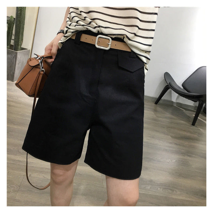 Dame Skræddersyet Casual Højtaljede Shorts med unikt Bælte-Design Stilla