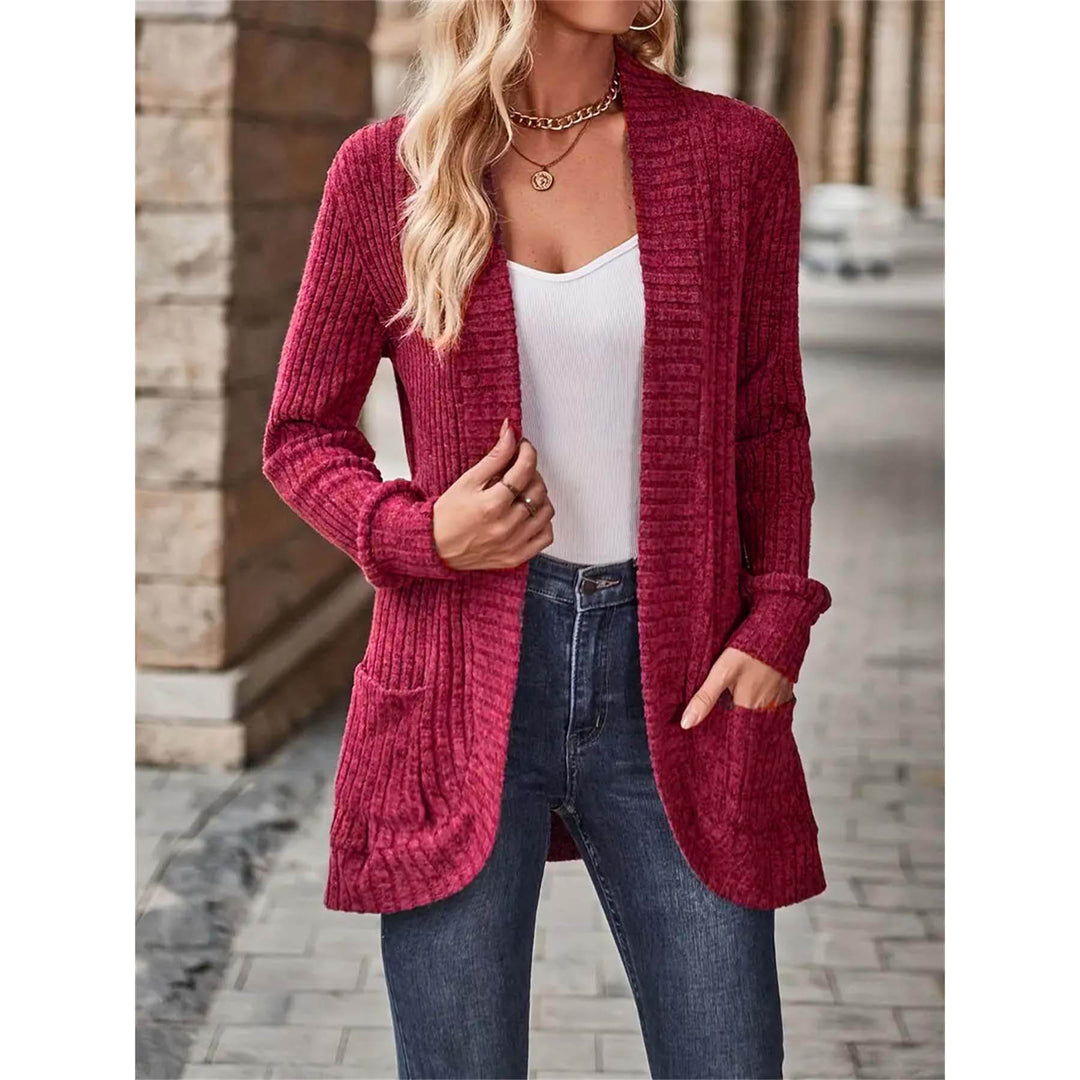 Dame Langærmet Strikcardigan med asymmetrisk Snit Stilla