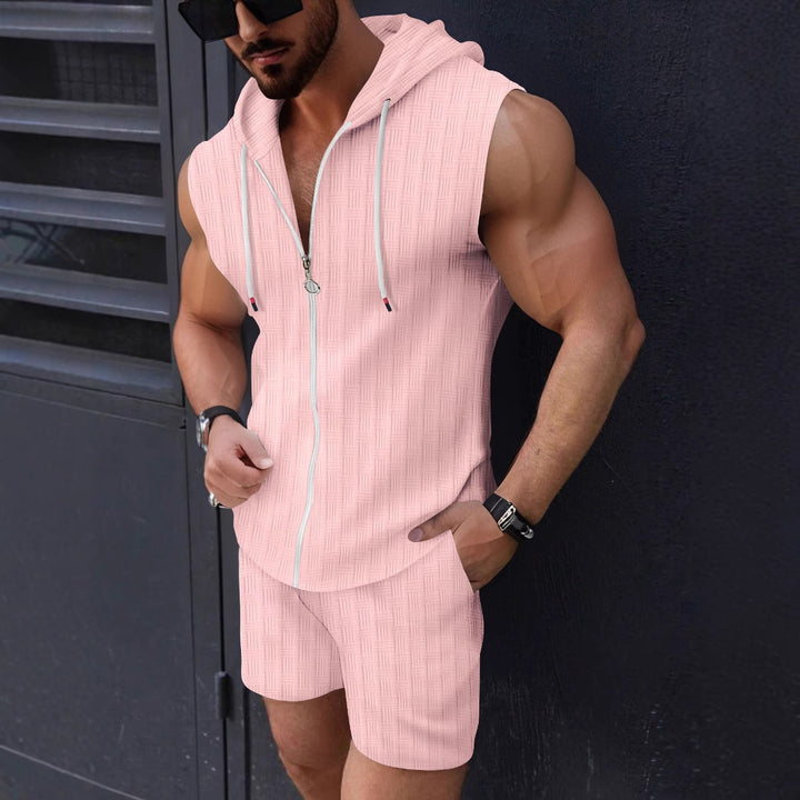 Herrer Ærmeløs Zip-Up Hoodie og Shorts Sæt Stilla
