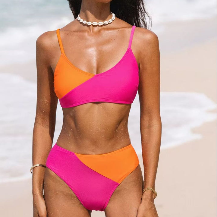 Femme Farveblok Højttaljet Bikini-Sæt Stilla