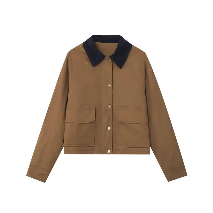 Dame Casual Utility Jakke med Corduroy-krave Stilla