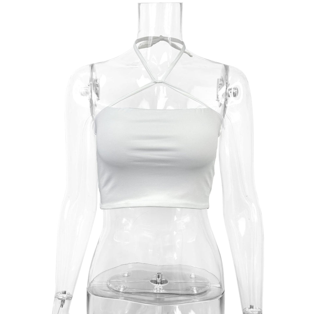 Dame Crop-top med krydsede stropper og tætsiddende snit Skovae