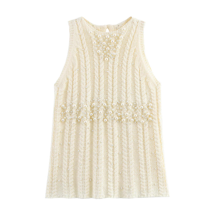 Femme Textureret Perleprydet Strik tanktop Stilla
