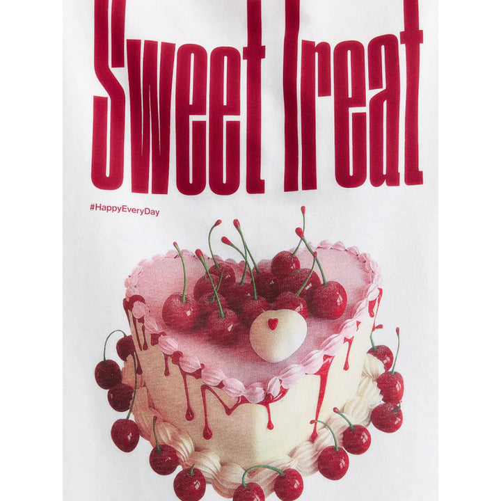 Dame T-shirt med kreativt grafisk dessertmotiv og oversized pasform Stilla