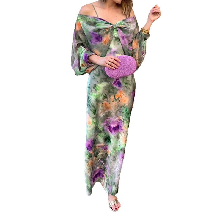 Dame Maxikjole med skulderfri design og elegant blomsterprint Stilla
