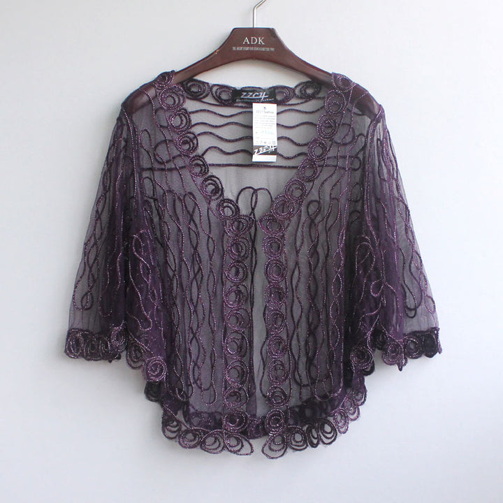 Femme Dekorativ Broderet Gennemsigtig Kimono-Top Stilla