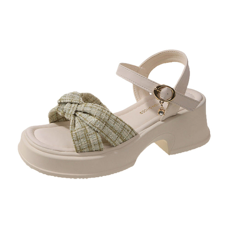 Dame Plateau-Sandaletter med smart knude-design og komfortabel blokhælhæl Stilla