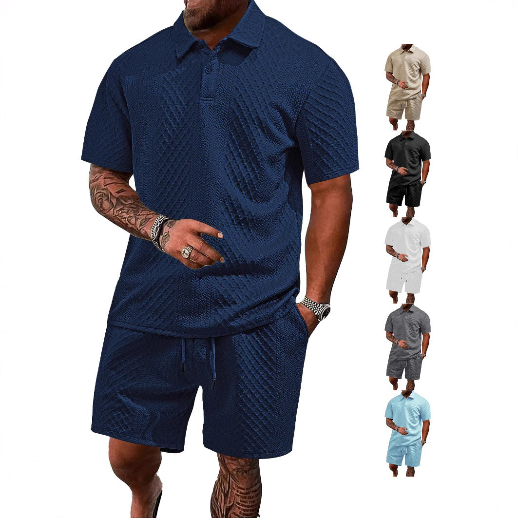 Herre Polo- og Shorts-Sæt med struktureret Design Stilla