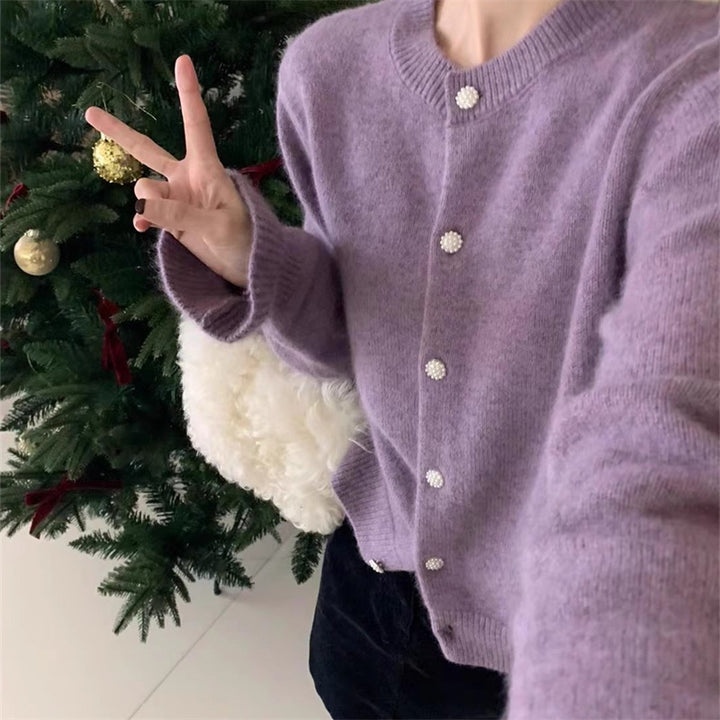 Kvinders hyggelige cardigan med perleknapper Stilla