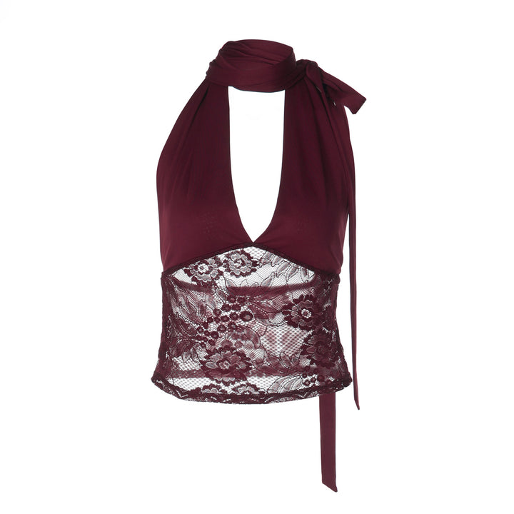 Dame Elegant Spids Top med Halterneck Skovae