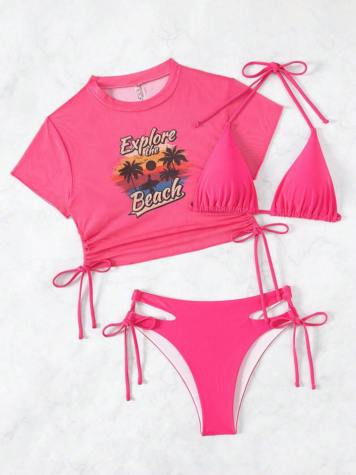 Dame bikini-sæt med sporty top og raffineret cut-out bukser Stilla