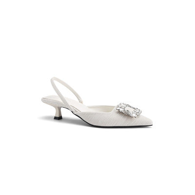 Dame Sling-pumps med elegant perleapplikation Stilla