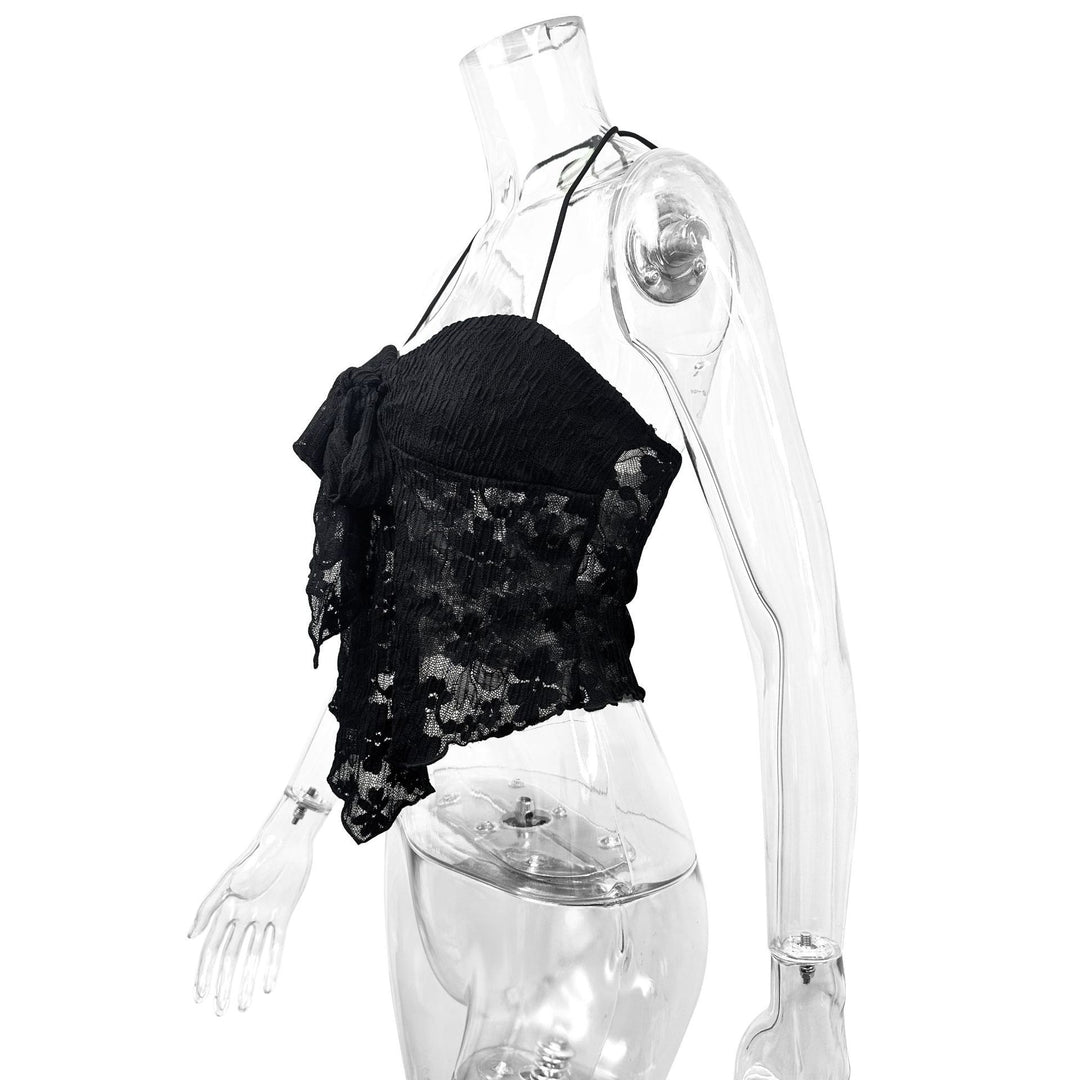 Dame spids-bustier med bindebånd og gennemsigtigt design Skovae