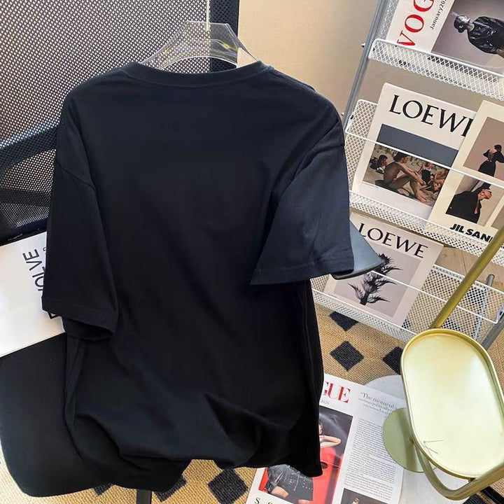 Dame T-shirt med kunstnerisk bjørn motiver og afslappet snit Stilla