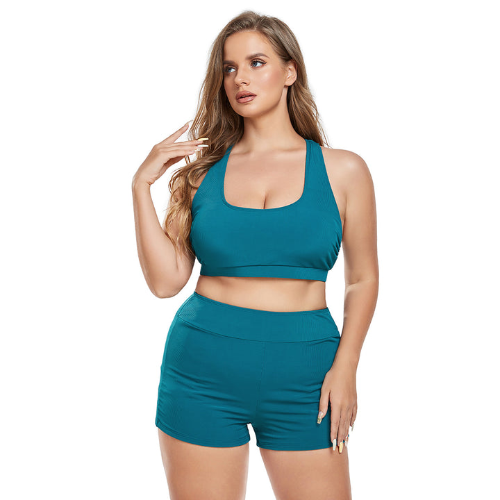 Dame Sporty bikini sæt med højt skåret shorts og bred bandeau-top Skovae