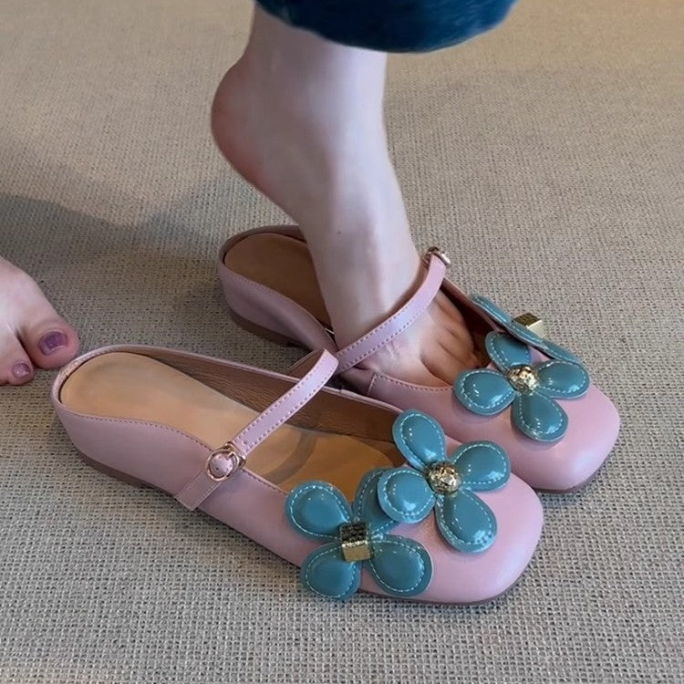 Dame Floral Akcent Slingback Ballerinaer Stilla