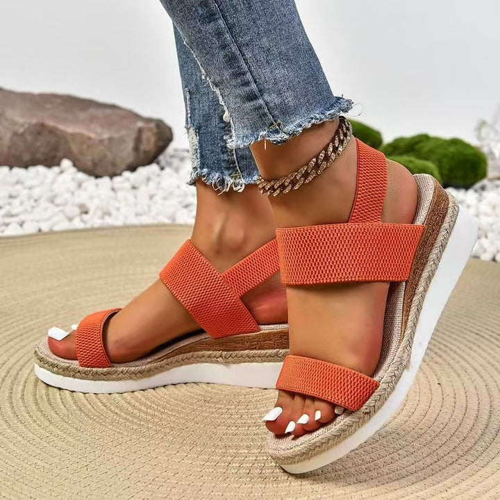 Dame Wedge-sandaler med flettet jute-look og behagelig sål Stilla