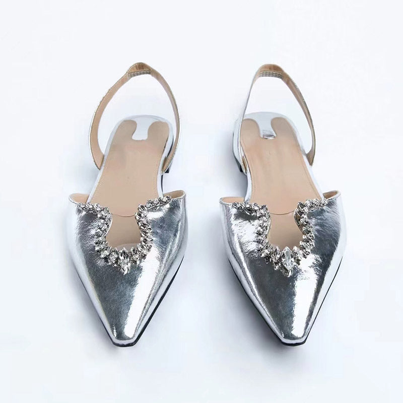 Femme Slingback Spidsestøvler med Strass-Accent Stilla