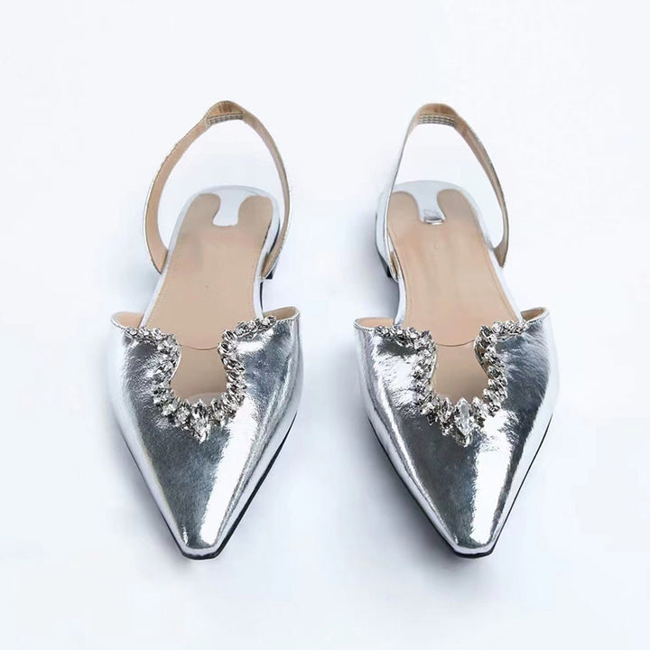 Femme Slingback Spidsestøvler med Strass-Accent Stilla
