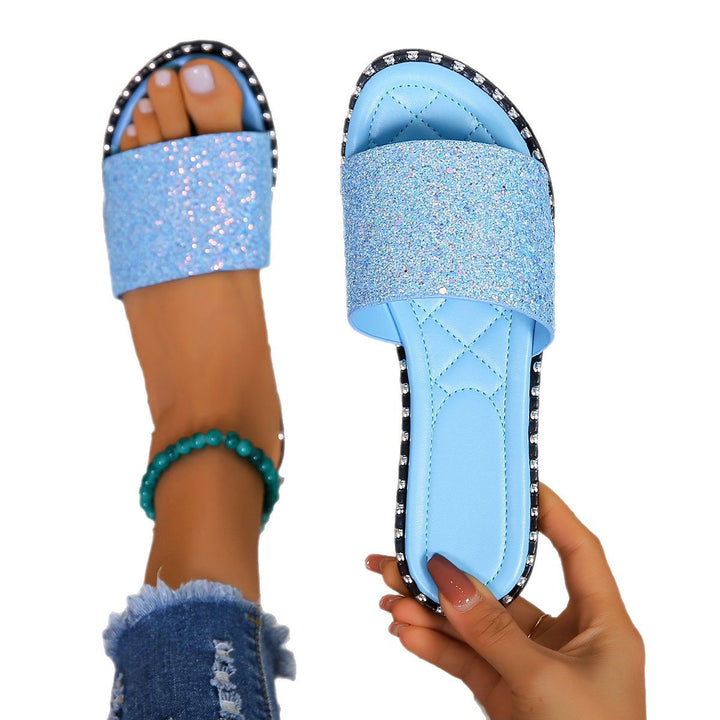 Dame Glitrende Slip-On Sandaler med komfortabel sål og trendy design Stilla