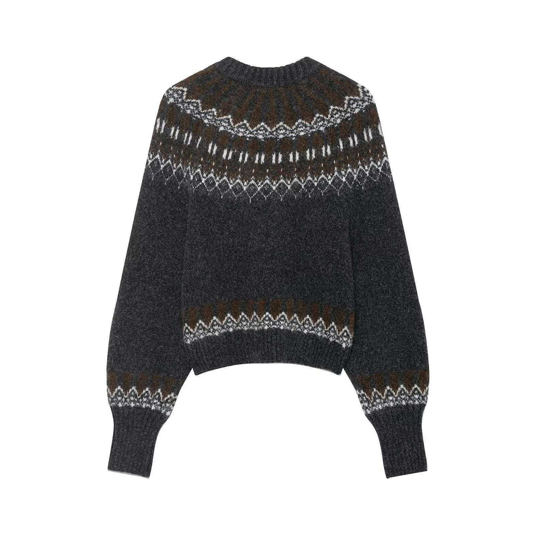 Kvinders strikket sweater med moderne norsk mønster og løstsiddende pasform Stilla