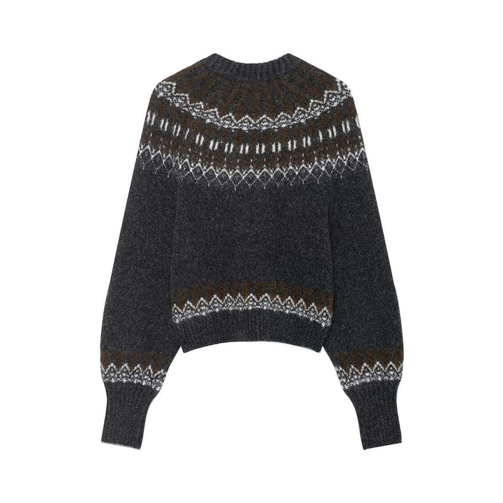 Kvinders strikket sweater med moderne norsk mønster og løstsiddende pasform Stilla
