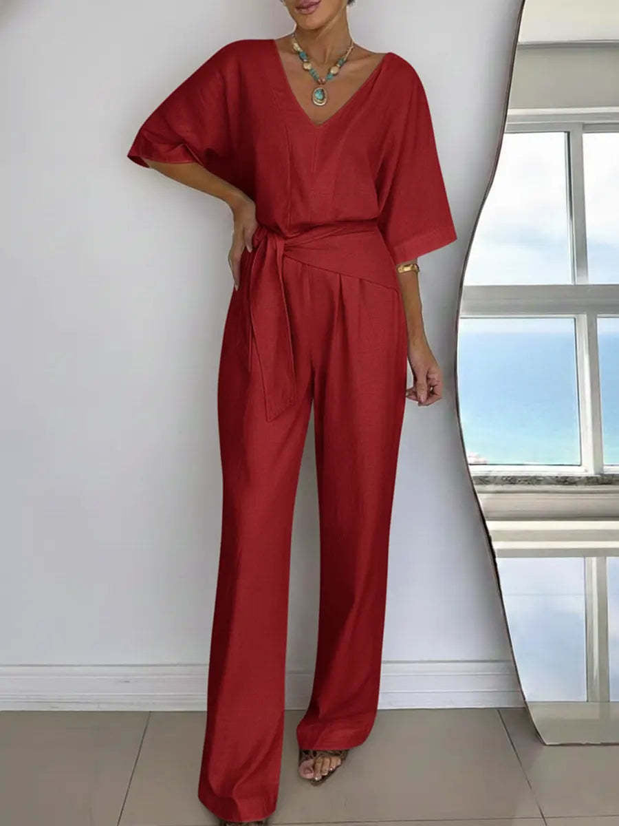 Kvinder Elegant Jumpsuit med Skræddersyet Snit og Dækningsbælte Skovae