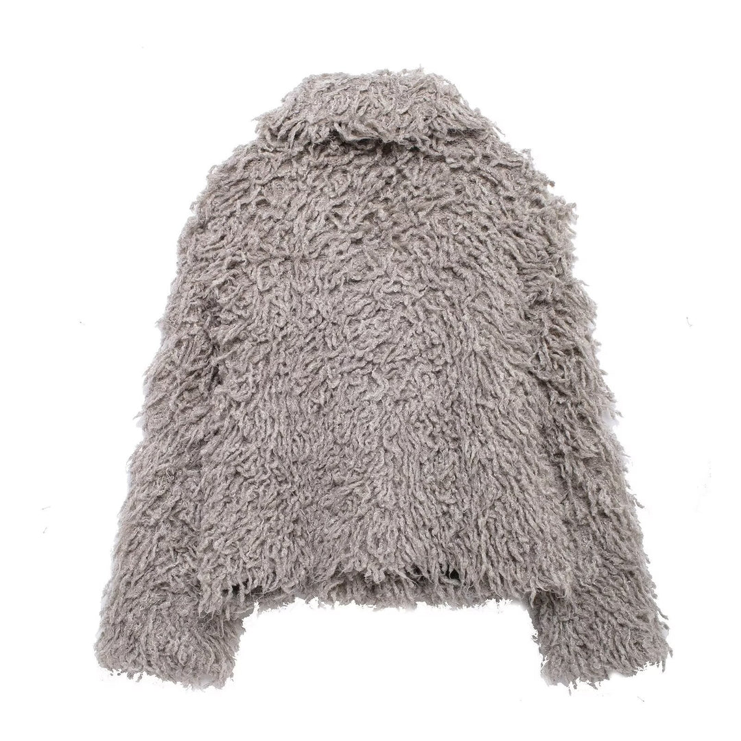 Femme Struktureret Faux-Fur Bomberjakke Stilla