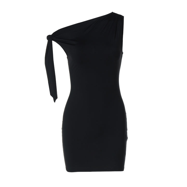 Dame Elegant asymmetrisk Minikjole med knude-detalje Stilla