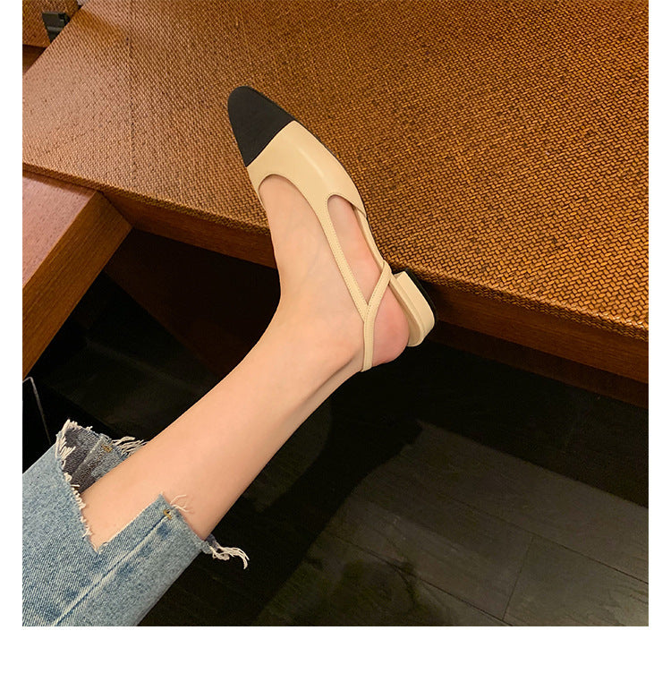 Dame Sling-pumps med modigt kontrastdesign og elegant blokhæl Stilla