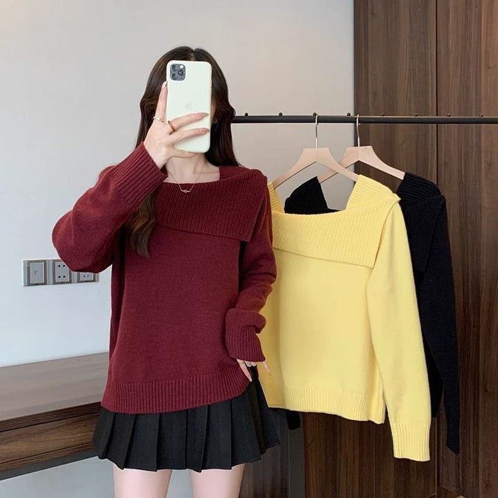 Damer fashionabel sweater med asymmetrisk halsudskæring Stilla