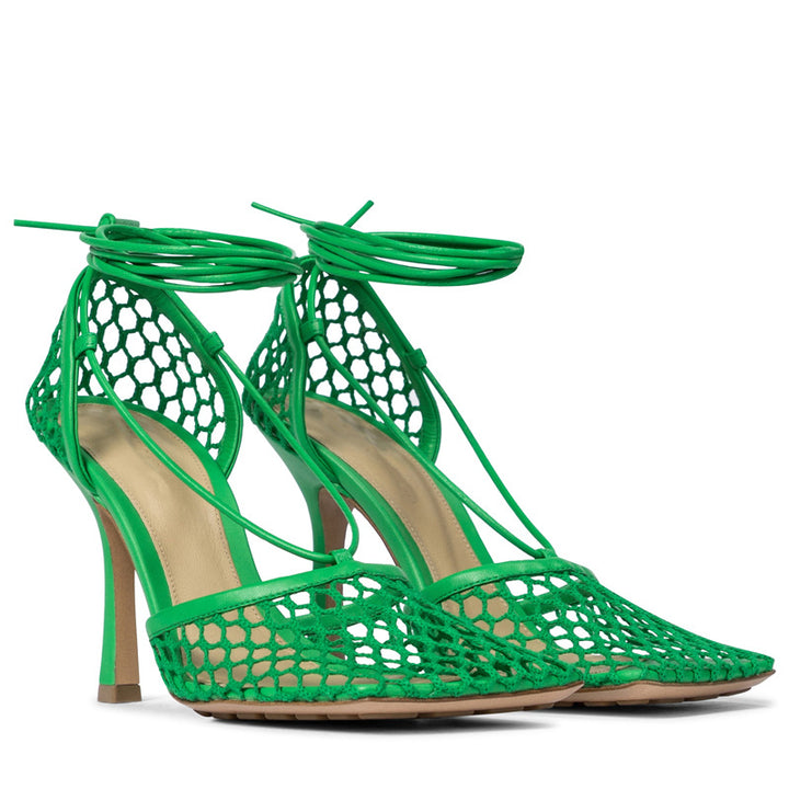Femme Chic Strappy Open-Toe High Heels Sandaler med Mesh-Design Stilla