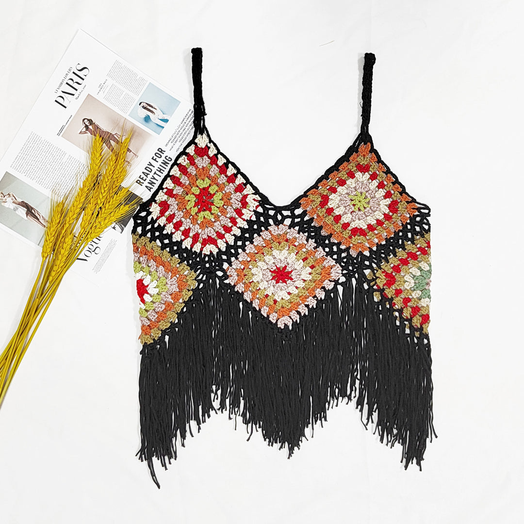 Dame Hækle-fringe Crop Top Stilla