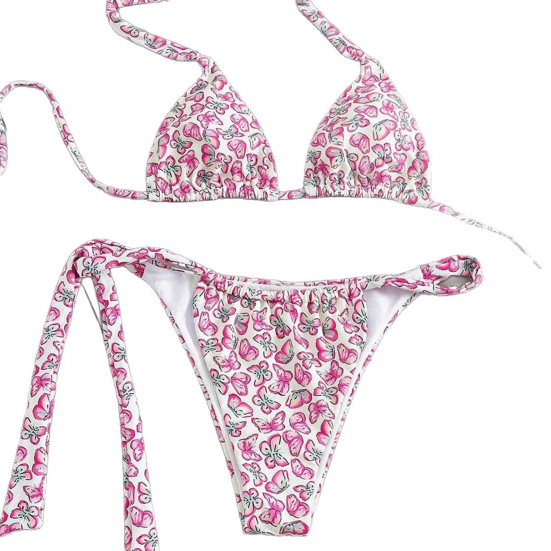 Dame Floral Triangle-Bikini med side bindinger Skovae