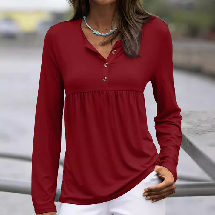 Damebluse med knaphulsdetaljer Stilla