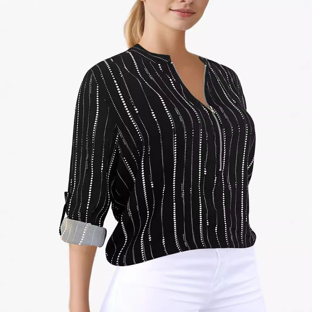 Dame Casual Bluse med stilfuldt stribemønster Stilla
