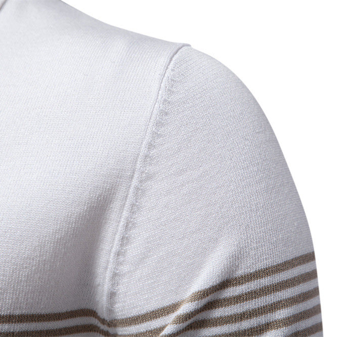 Herrer Polo-T-shirt med elegant halv lynlås og sporty stribemønster Stilla