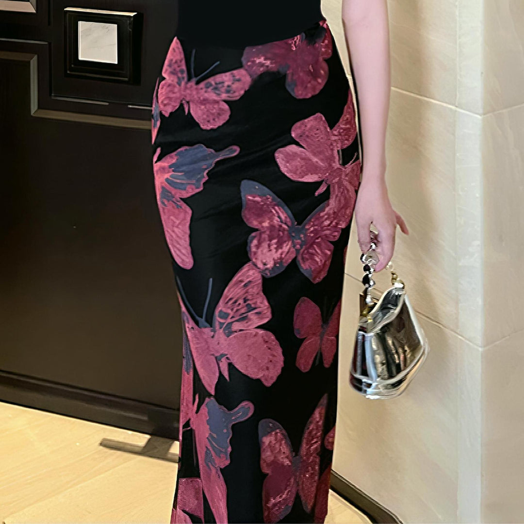 Elegant Maxi-Skirt med sommerfugleprint til damer Stilla