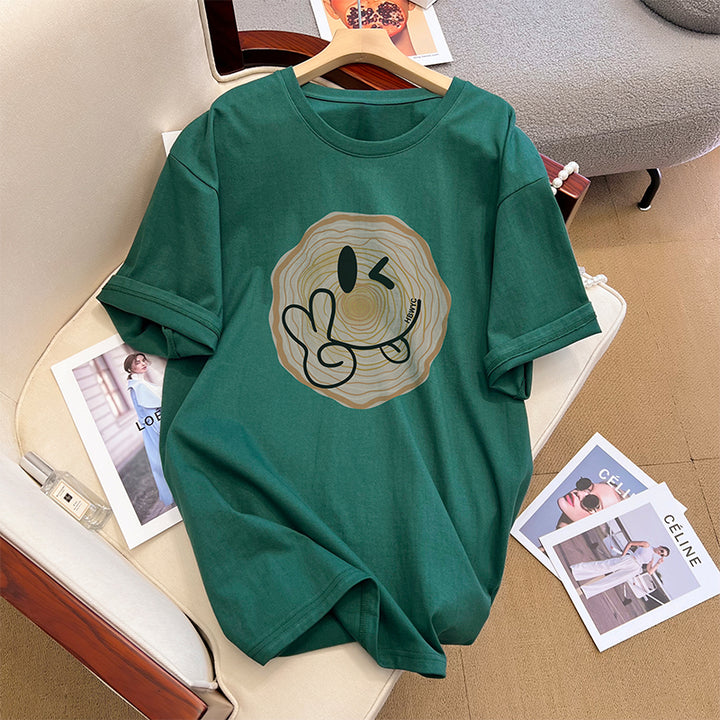 Dame T-shirt med kreativ grafikdesign og løs pasform Stilla