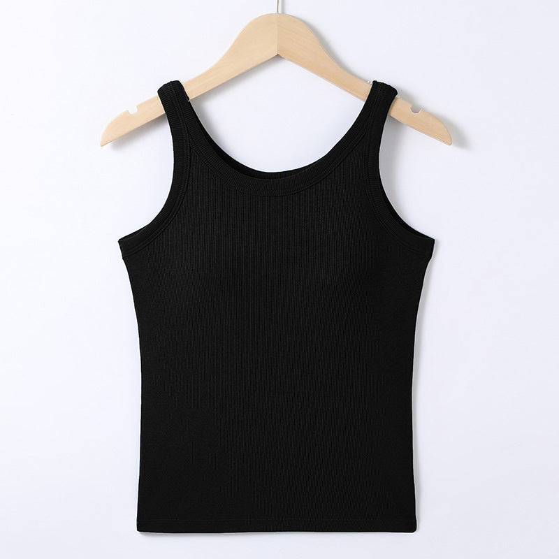 Dame Basic Top med fin ribstruktur og brede stropper Stilla