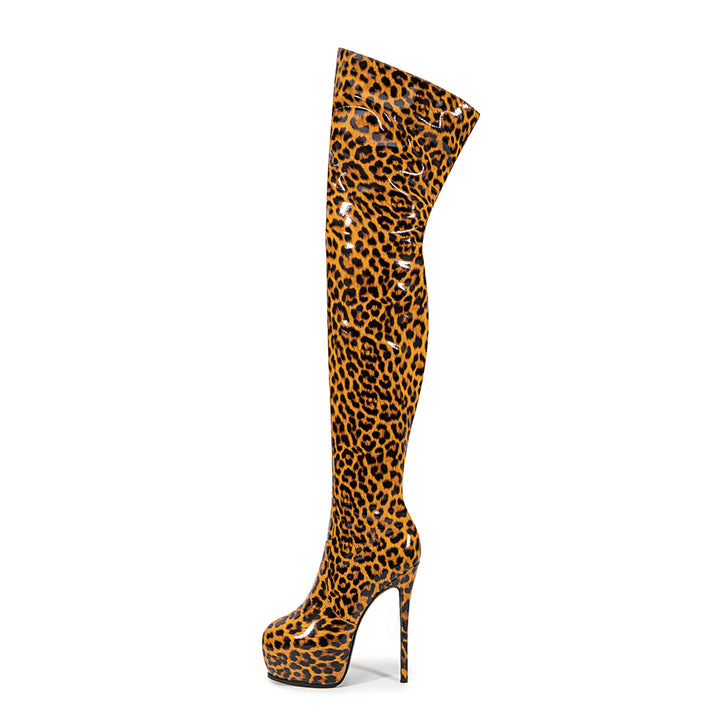 Femme Over-the-Knee Tiertryk Stiletto Støvler Stilla