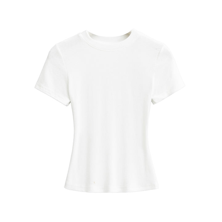 Dame Figurnær Kortærmet T-shirt lavet af højkvalitets ribmateriale med Rundhalset uddybning Stilla