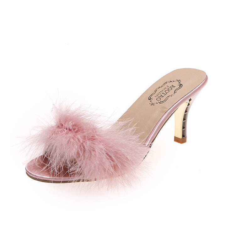 Dame Glamourøse Fuzzy sandaler med elegant Stiletto- hæl Stilla