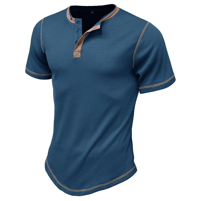 Herre kortærmet Henley-shirt med kontrasterende designelementer Stilla