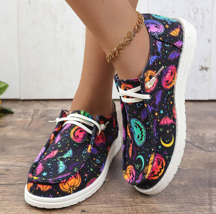 Dame Slip-On Sneakers med farverigt motiv og behageligt tekstil-overmateriale Stilla